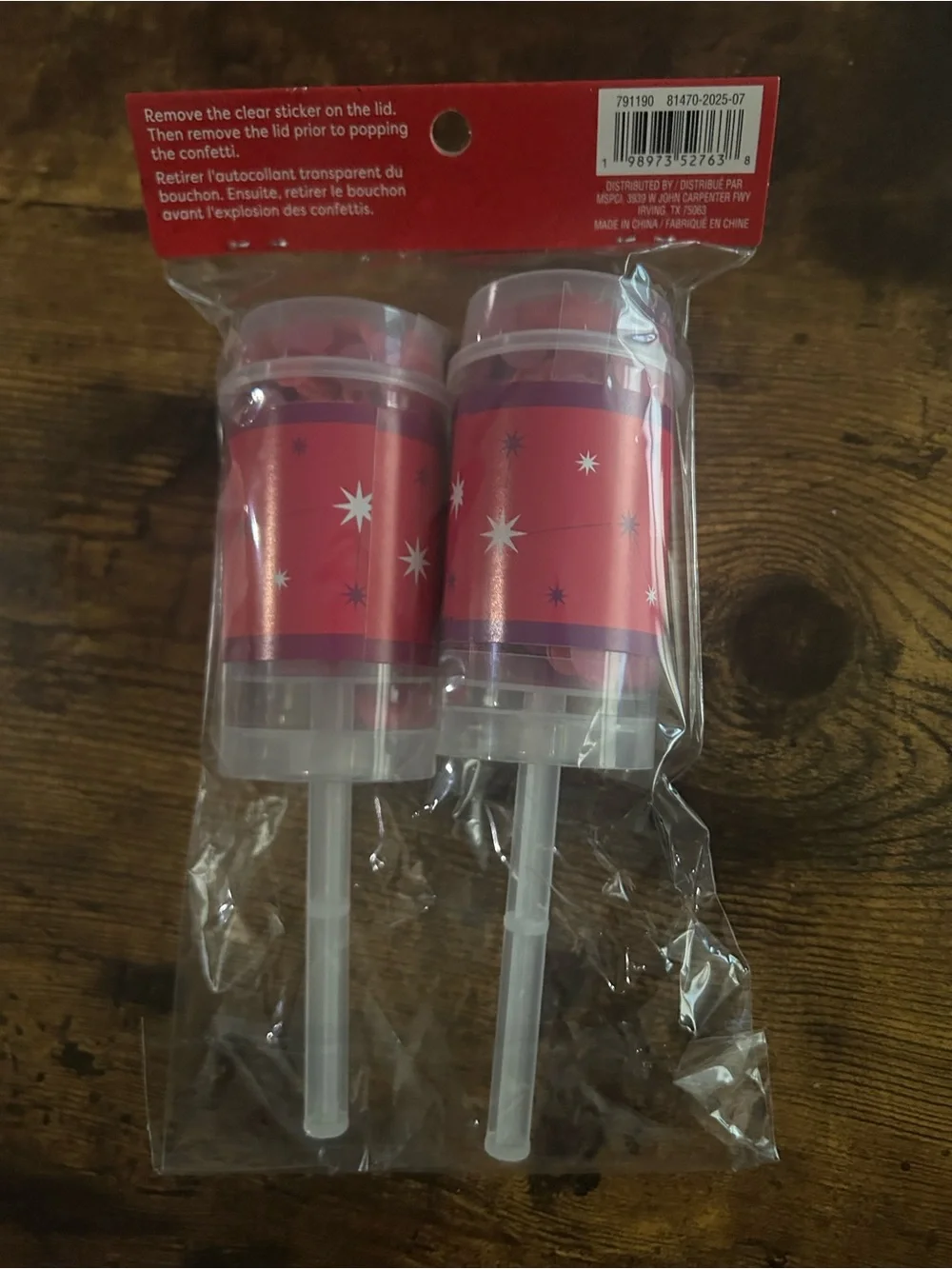Confetti Poppers - Pink Sparkle Party Push-Pop Set-“Making Spirits Bright” - Picture 3 of 6